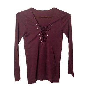 🌸 Tie Up V-neck Long Sleeve Top